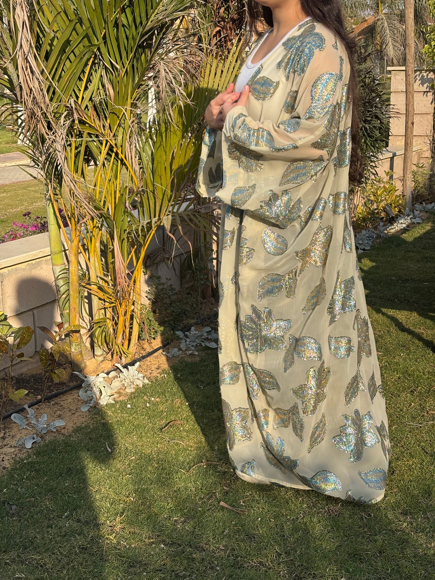 Beige Sparkly Kaftan