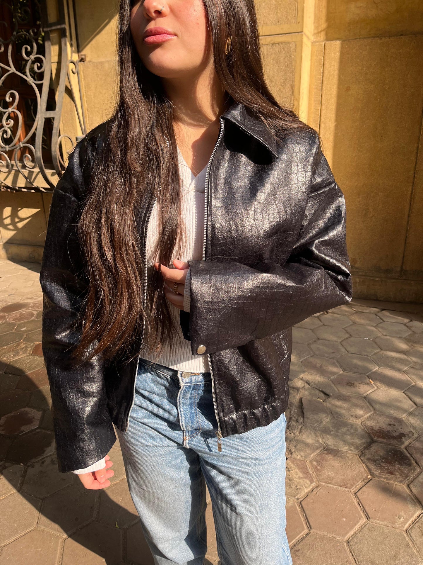 Vintage Croc Jacket in Black