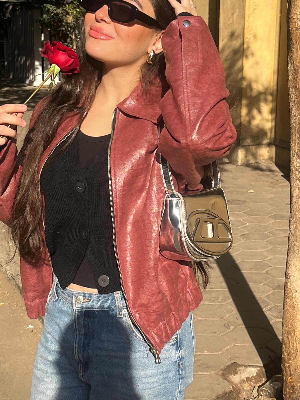 VINTAGE CROC JACKET IN CHERRY RED