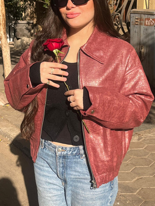 VINTAGE CROC JACKET IN CHERRY RED